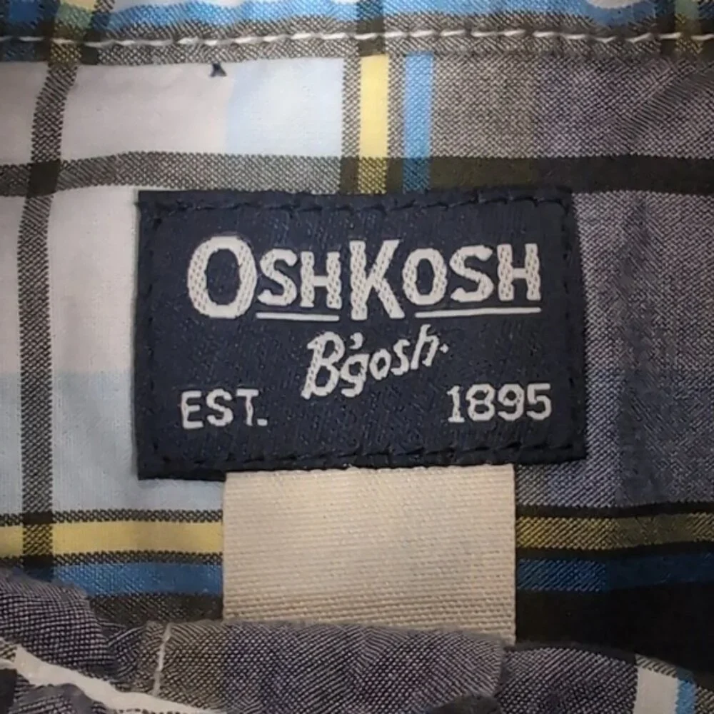 OshKosh Plaid Button Down Shirt Baby Boy 12m Long Sleeve Western Style Top